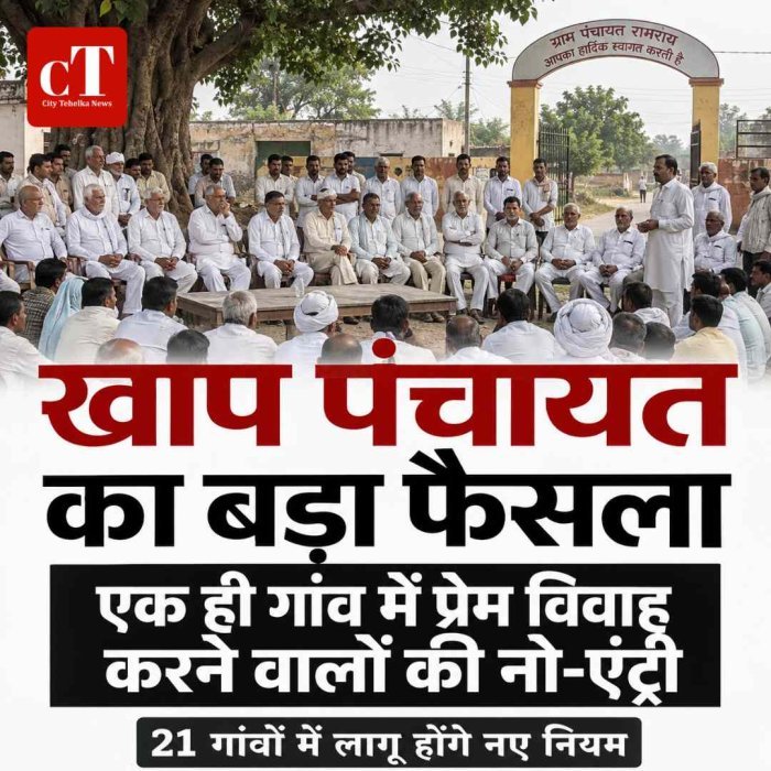 हरियाणा में नौगामा खाप का बड़ा फैसला: एक ही गांव में प्रेम विवाह करने वाले जोड़ों की नो-एंट्री, 21 गांवों में लागू होंगे नए नियम
