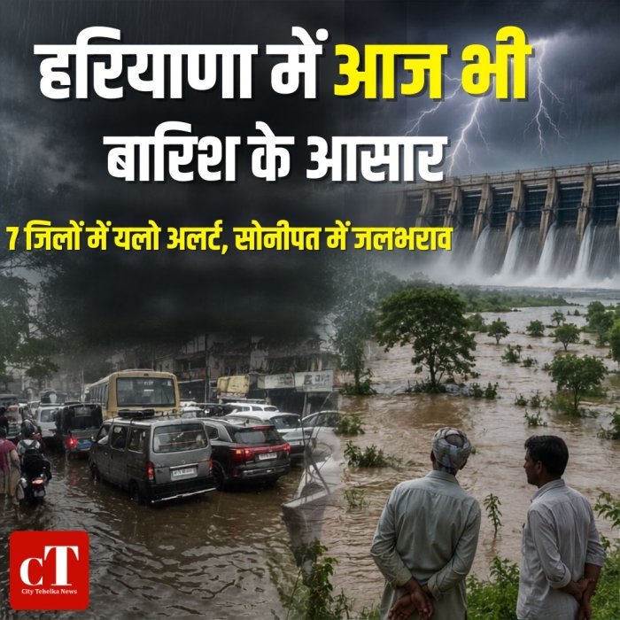 हरियाणा में आज भी बारिश के आसार,7 जिलों में यलो अलर्ट, सोनीपत में जलभराव