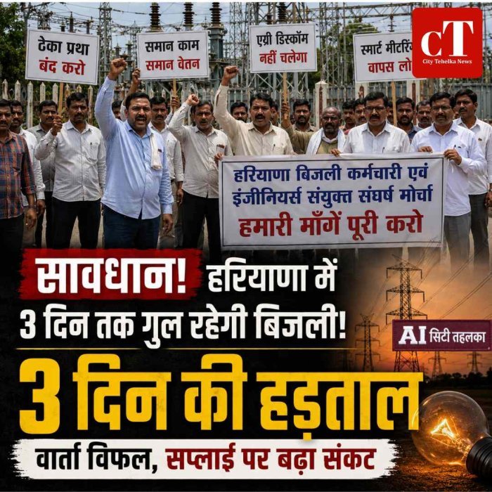 हरियाणा में बिजली संकट का खतरा, आज रात से 3 दिन की हड़ताल; वार्ता विफल, 11 से 13 अगस्त तक असर की आशंका