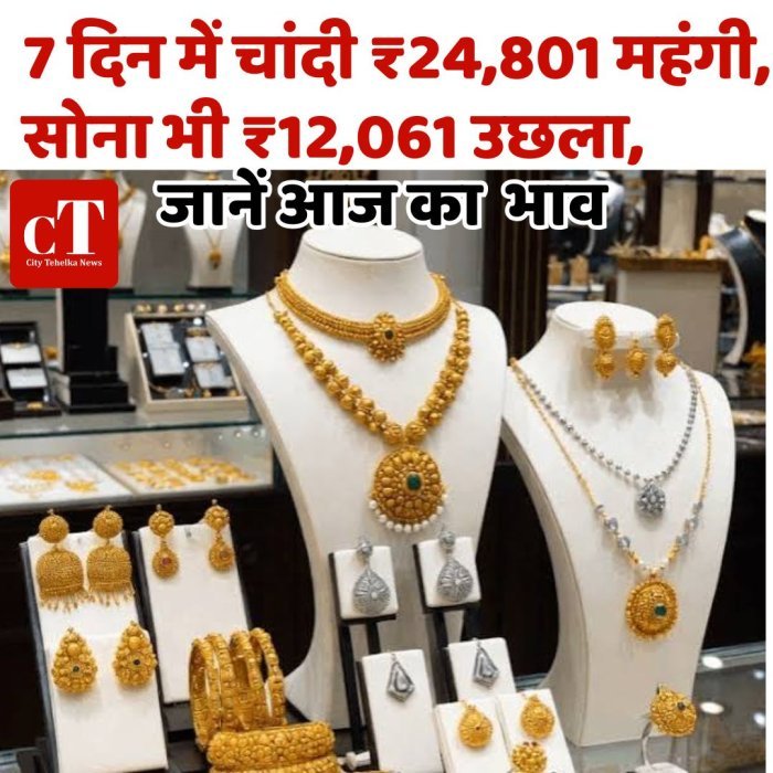 7 दिन में चांदी ₹24,801 महंगी, सोना भी ₹12,061 उछला,जानें आज का  भाव