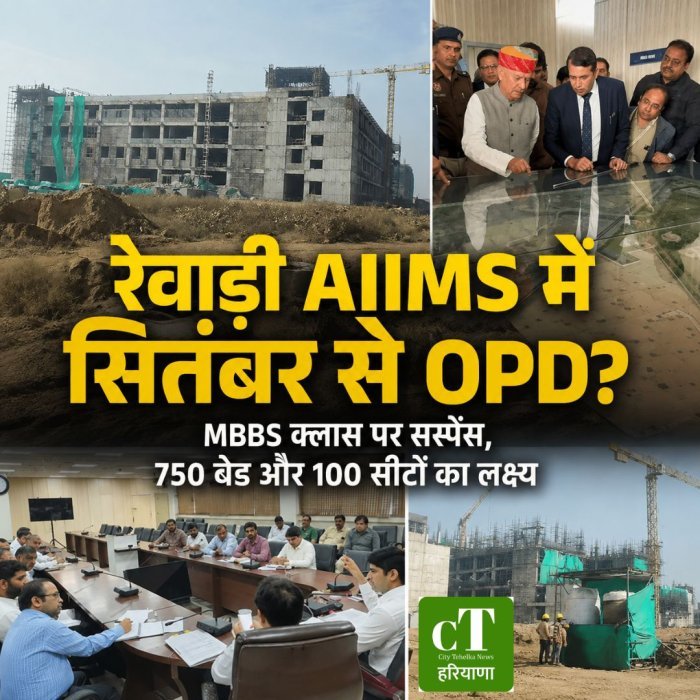 रेवाड़ी AIIMS में सितंबर से OPD? MBBS क्लास पर सस्पेंस, 750 बेड और 100 सीटों का लक्ष्य