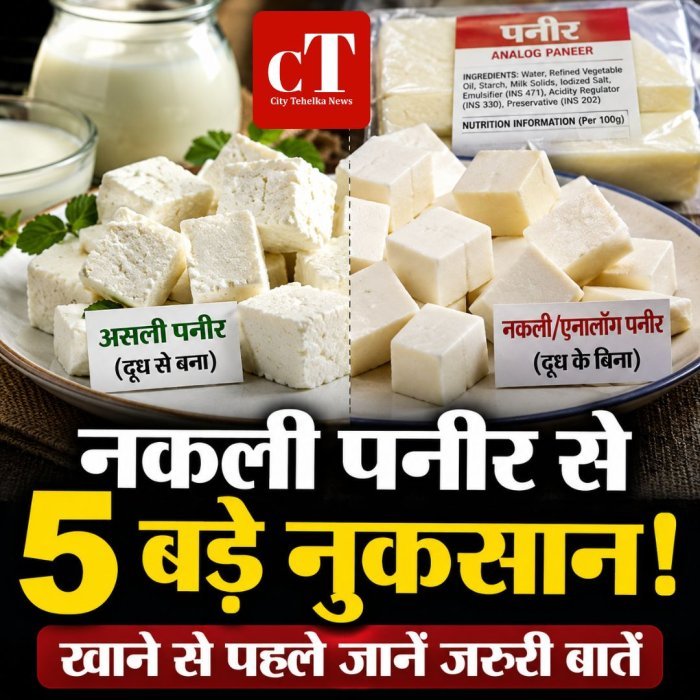 नकली पनीर से 5 बड़े नुकसान,खाने से पहले जानें जरूरी बातें