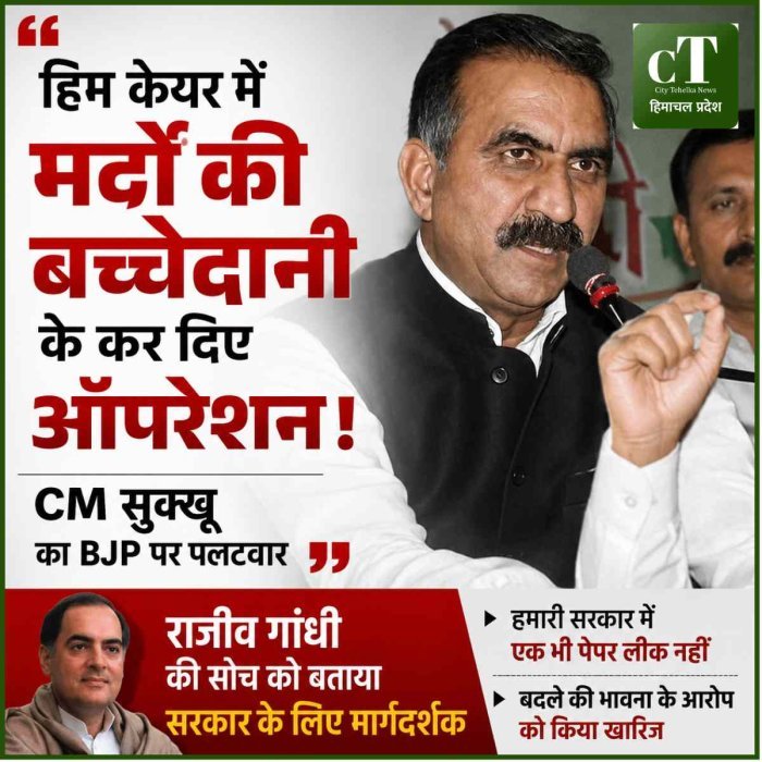 हिम केयर में मर्दों की बच्चेदानी के कर दिए ऑपरेशन: CM सुक्खू