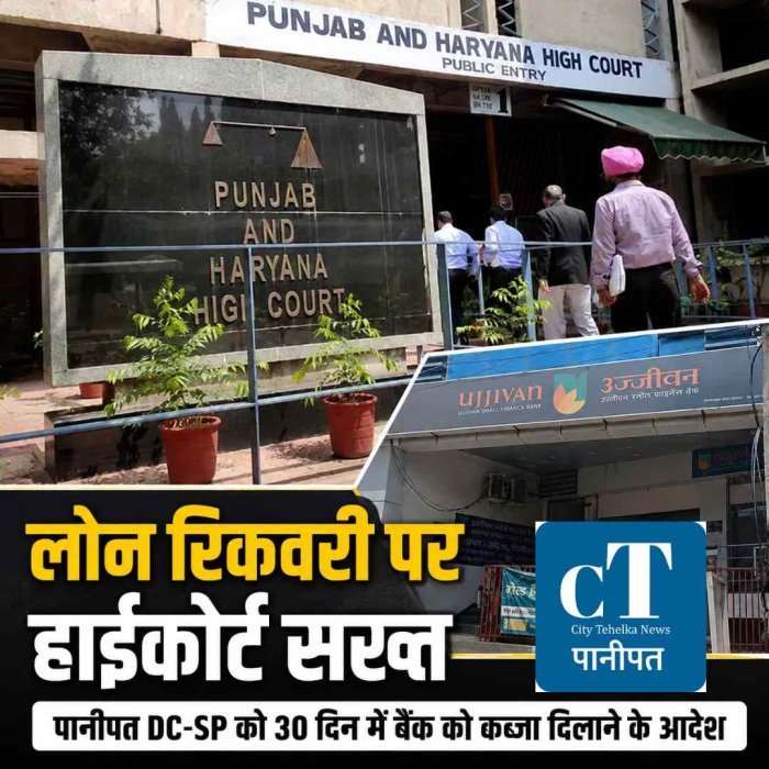 लोन रिकवरी में सुस्ती पर हाईकोर्ट सख्त, पानीपत DC-SP को 30 दिन में बैंक को कब्जा दिलाने के आदेश