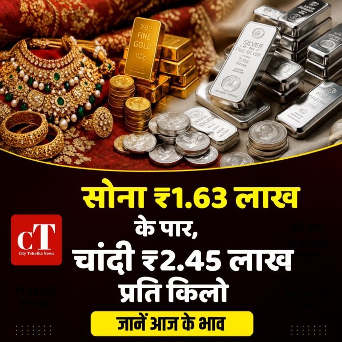 सोना ₹1.63 लाख के पार, चांदी ₹2.45 लाख प्रति किलो, जानें आज के भाव