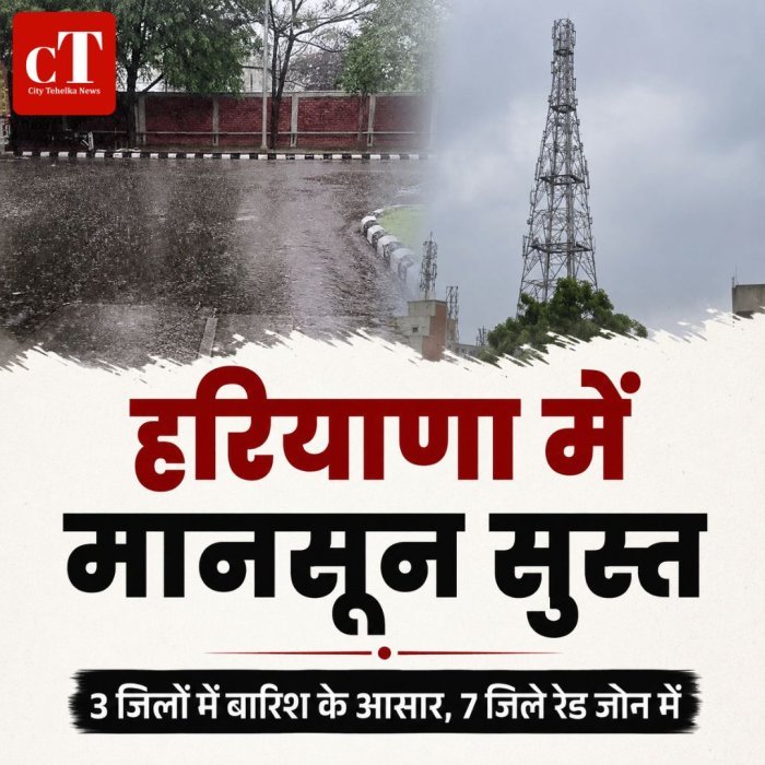 हरियाणा में मानसून सुस्त,3 जिलों में बारिश के आसार, 7 जिले रेड जोन में