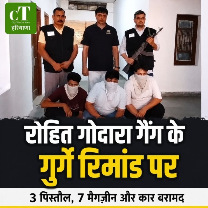 रोहित गोदारा गैंग के गुर्गे रिमांड पर,3 पिस्तौल, 7 मैगजीन और कार बरामद