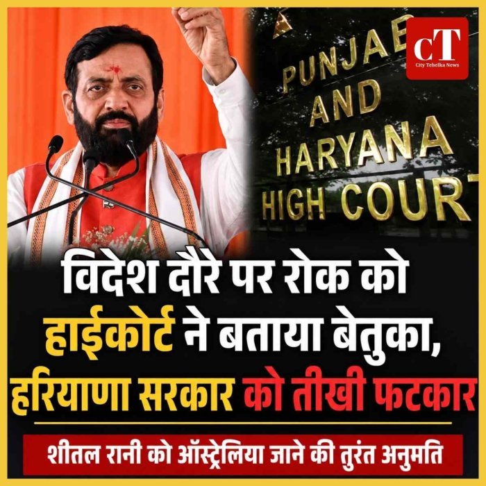 विदेश दौरे पर रोक को हाईकोर्ट ने बताया बेतुका, हरियाणा सरकार को तीखी फटकार; शीतल रानी को ऑस्ट्रेलिया जाने की अनुमति
