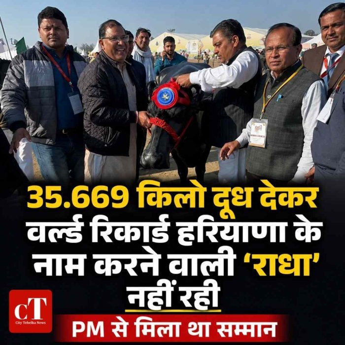 35.669 किलो दूध देकर वर्ल्‍ड रिकार्ड हरियाणा का नाम रोशन करने वाली ‘राधा’ नहीं रही, PM से भी मिल चुका है सम्मान