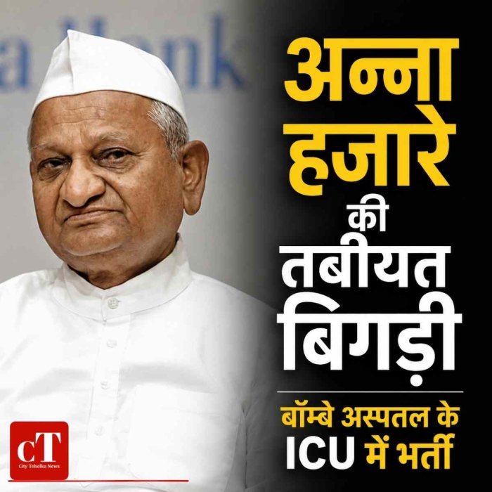 अन्ना हजारे की तबीयत बिगड़ी, बॉम्बे अस्पताल के ICU में भर्ती