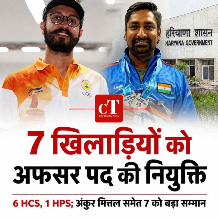 हरियाणा में 7 खिलाड़ियों की अफसर पद पर नियुक्ति, अंकुर मित्तल समेत 6 बनेंगे HCS; सुप्रीम कोर्ट के आदेश पर सरकार का फैसला