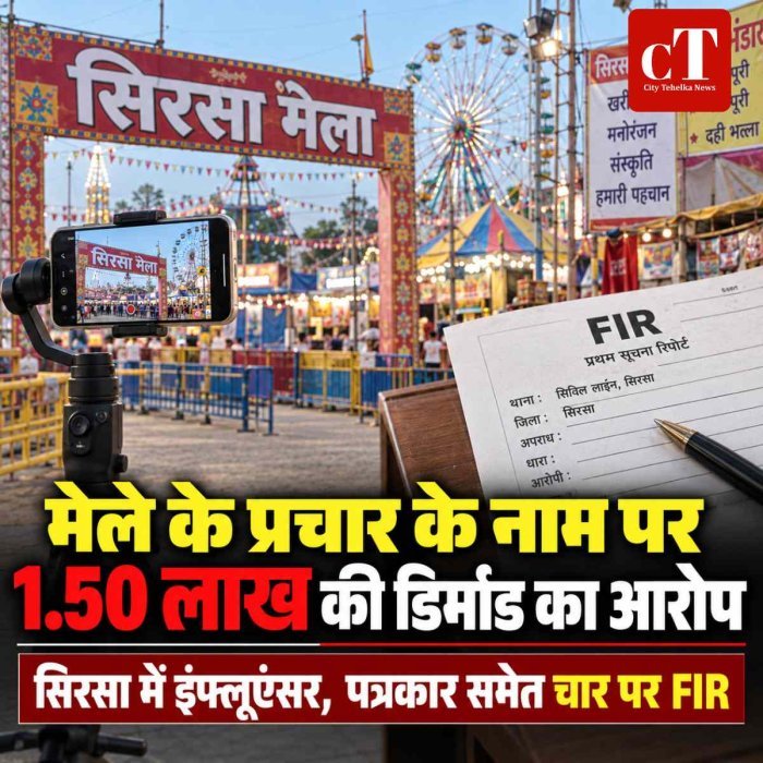 मेले के प्रचार के नाम पर 1.50 लाख की डिमांड का आरोप, सिरसा में इंफ्लूएंसर,  पत्रकार समेत चार पर FIR