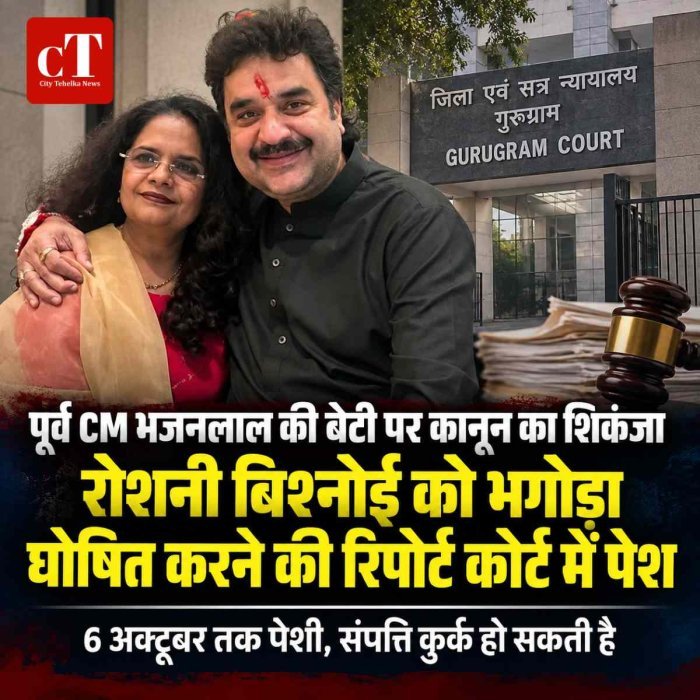 पूर्व CM भजनलाल की बेटी पर कानून का शिकंजा: रोशनी बिश्नोई को भगोड़ा घोषित करने की रिपोर्ट कोर्ट में पेश, संपत्ति हो सकती है कुर्क