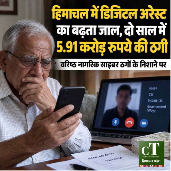 हिमाचल में डिजिटल अरेस्ट का बढ़ता जाल, दो साल में 5.91 करोड़ रुपये की ठगी,वरिष्ठ नागरिक साइबर ठगों के निशाने पर
