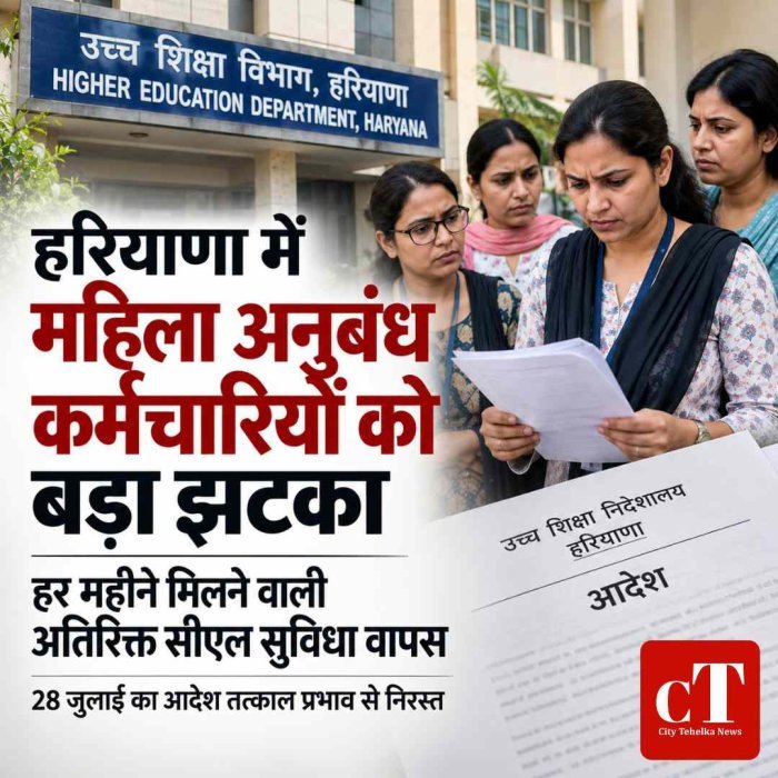 महिला अनुबंध कर्मचारियों को बड़ा झटका, हर महीने मिलने वाली अतिरिक्त सीएल सुविधा वापस