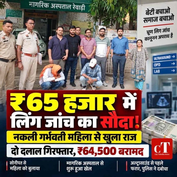 भ्रूण लिंग जांच का अवैध खेल: सोनीपत से गर्भवती महिला बुलाई, ₹65 हजार में सौदा; दो दलाल गिरफ्तार