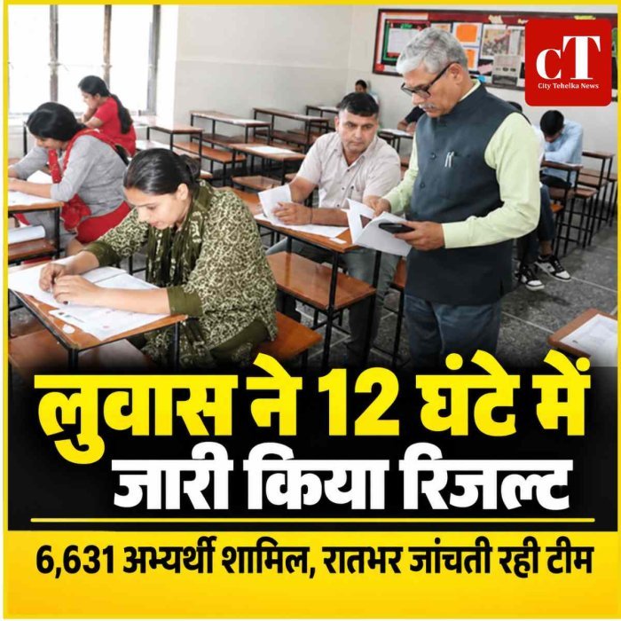 लुवास ने क्लर्क भर्ती का 12 घंटे में जारी किया रिजल्ट, 6,631 अभ्यर्थियों ने दी परीक्षा; रातभर कॉपियां जांचते रहे VC और टीम