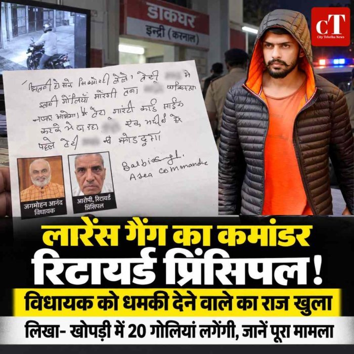 करनाल विधायक को धमकी देने का मामला, रिटायर्ड प्रिंसिपल गिरफ्तार; चार दिन की पुलिस रिमांड