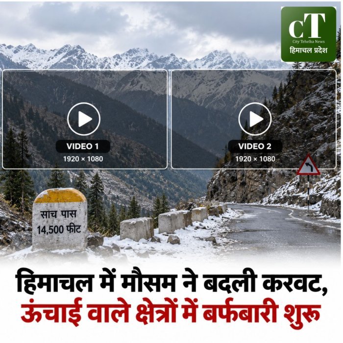 हिमाचल में मौसम ने बदली करवट, ऊंचाई वाले क्षेत्रों में बर्फ़बारी शुरू
