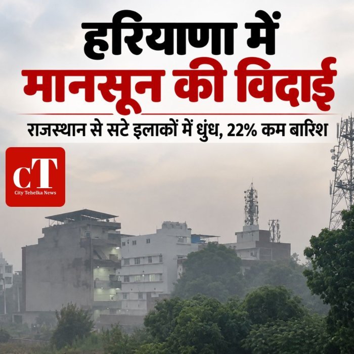 हरियाणा में मानसून की विदाई,राजस्थान से सटे इलाकों में धुंध, 22% कम बारिश