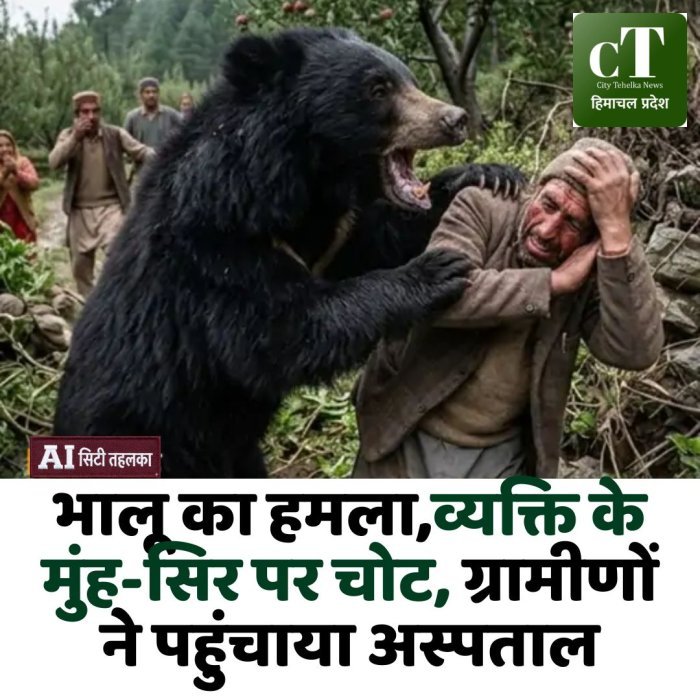 भालू का हमला,व्यक्ति के मुंह-सिर पर चोट, ग्रामीणों ने पहुंचाया अस्पताल