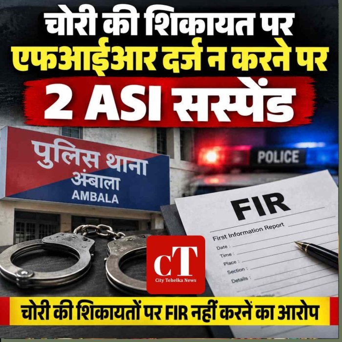 चोरी की शिकायत पर एफआईआर दर्ज न करने पर  2 ASI सस्पेंड