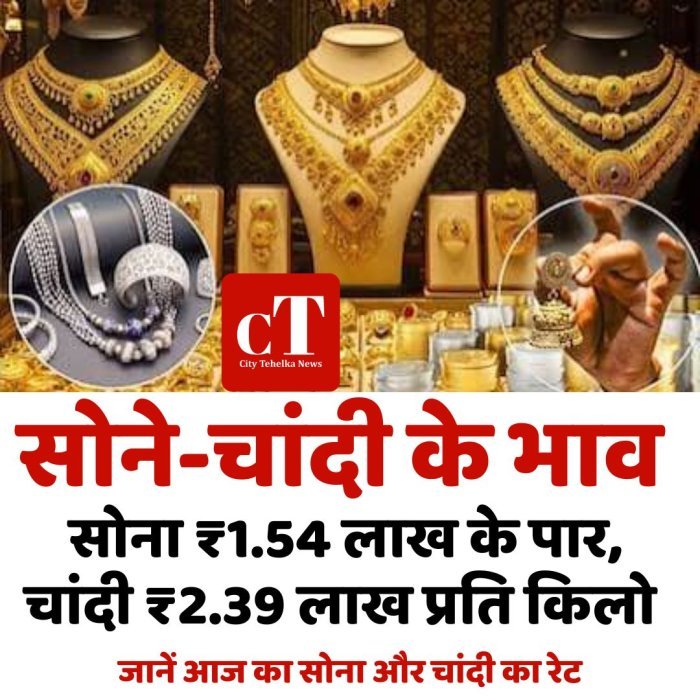 सोने-चांदी के भाव: सोना ₹1.54 लाख के पार, चांदी ₹2.39 लाख प्रति किलो,जानें आज का सोना और चांदी का रेट