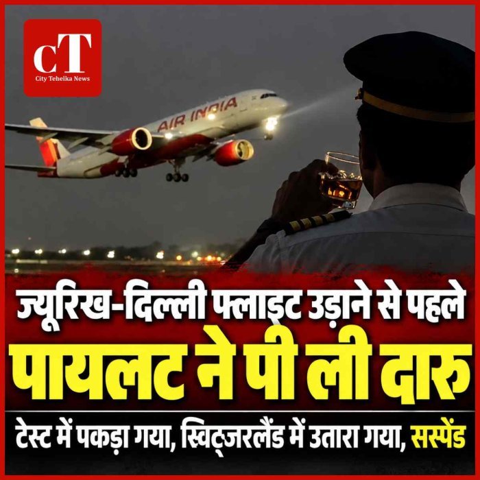 ज्यूरिख-दिल्ली फ्लाइट उड़ाने से पहले पायलट ने पी  ली दारु, टेस्ट में पकड़ा गया, स्विट्जरलैंड में उतारा गया