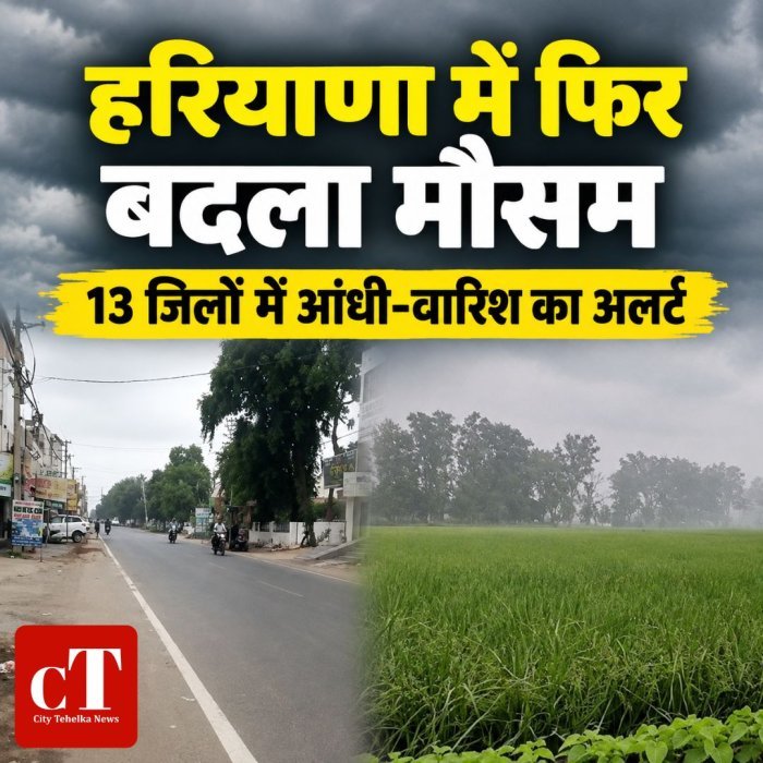 हरियाणा में फिर बदला मौसम,13 जिलों में आंधी-बारिश का अलर्ट