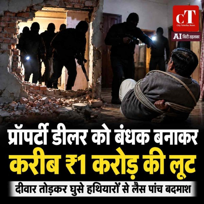 प्रॉपर्टी डीलर को बंधक बनाकर करीब ₹1 करोड़ की लूट, दीवार तोड़कर घर में घुसे 5 हथियारबंद बदमाश