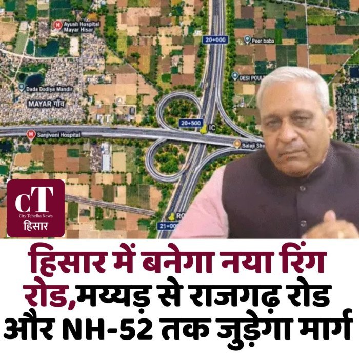 हिसार में बनेगा नया रिंग रोड,मय्यड़ से राजगढ़ रोड और NH-52 तक जुड़ेगा मार्ग