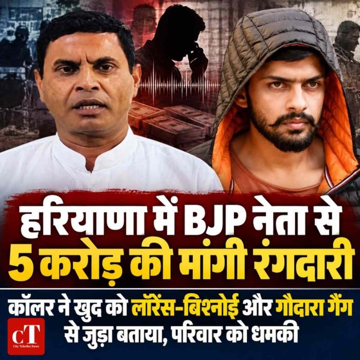 BJP नेता से 5 करोड़ की मांगी रंगदारी, कॉलर ने खुद को लॉरेंस-बिश्नोई और गौदारा गैंग से जुड़ा बताया, परिवार को धमकी