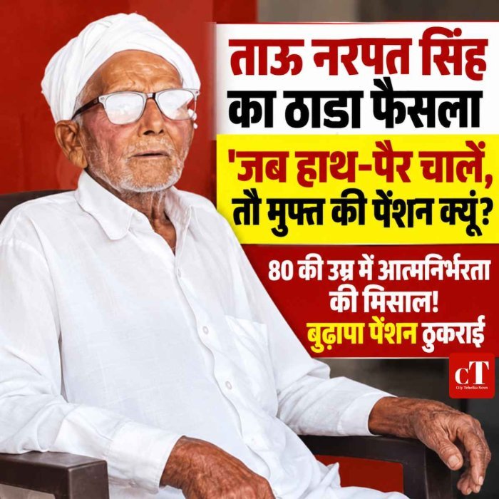 ताऊ नरपत सिंह का ठाडा फैसला: 'जब हाथ-पैर चालैं, तौ मुफ्त की पेंशन क्यूं?' 80 की उम्र में आत्मनिर्भरता की मिसाल! बुढ़ापा पेंशन ठुकराई