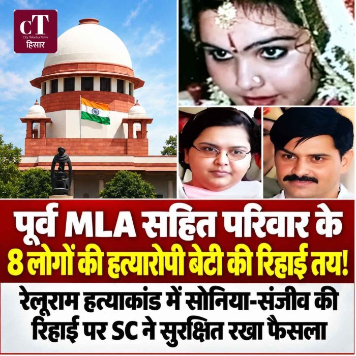 पूर्व MLA सहित परिवार के 8 लोगों की हत्यारोपी बेटी की रिहाई तय!  रेलूराम हत्याकांड में SC ने सुरक्षित रखा फैसला