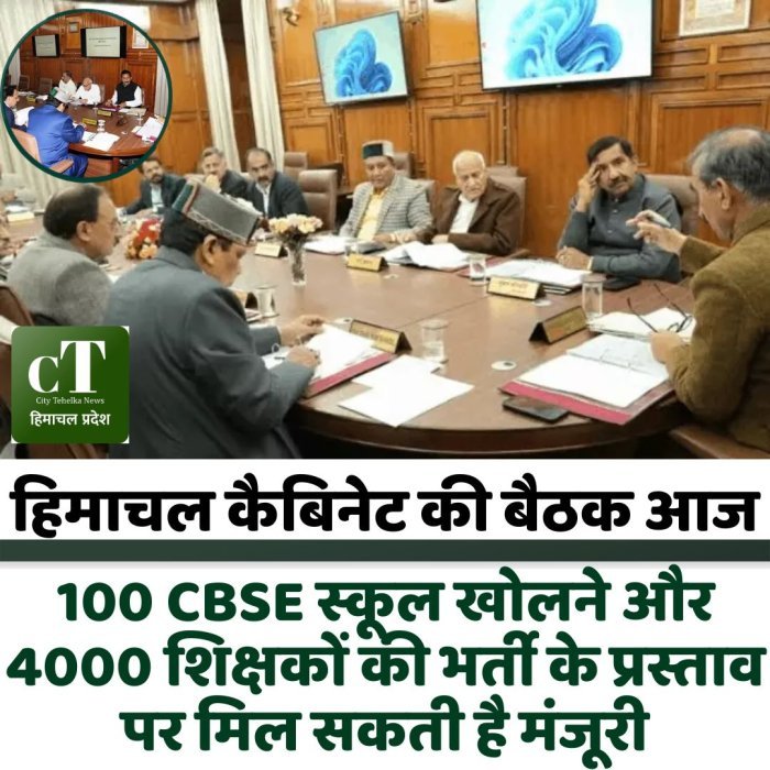 हिमाचल कैबिनेट की बैठक आज, 100 CBSE स्कूल खोलने और 4000 शिक्षकों की भर्ती के प्रस्ताव पर मिल सकती है मंजूरी