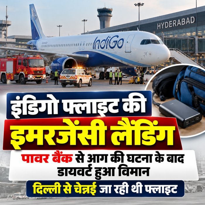 दिल्ली-चेन्नई जा रही इंडिगो फ्लाइट में पावर बैंक से लगी आग, हैदराबाद में करानी पड़ी इमरजेंसी लैंडिंग