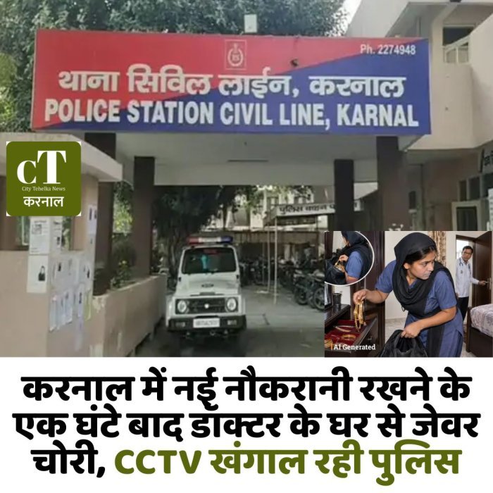 करनाल में नई नौकरानी रखने के एक घंटे बाद डॉक्टर के घर से जेवर चोरी, CCTV खंगाल रही पुलिस