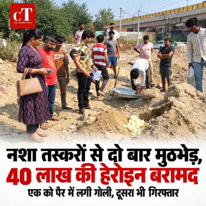 नशा तस्करों से दो बार मुठभेड़, 40 लाख की हेरोइन बरामद; एक को पैर में लगी गोली, दूसरा भी गिरफ्तार