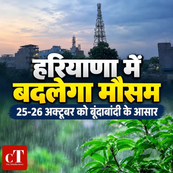 हरियाणा में बदलेगा मौसम,25-26 अक्टूबर को बूंदाबांदी के आसार