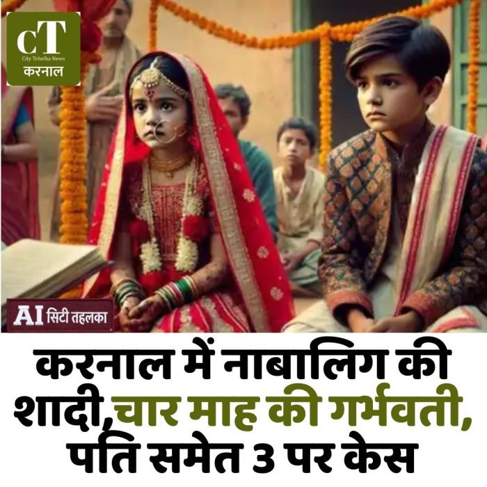 करनाल में नाबालिग की शादी,चार माह की गर्भवती, पति समेत 3 पर केस