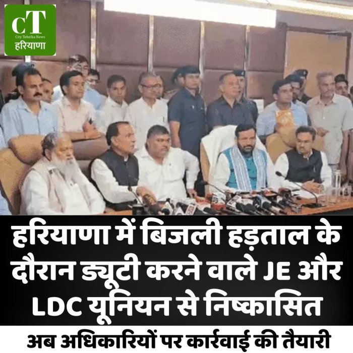 हरियाणा में बिजली हड़ताल के दौरान ड्यूटी करने वाले JE और LDC यूनियन से निष्कासित, अब अधिकारियों पर कार्रवाई की तैयारी