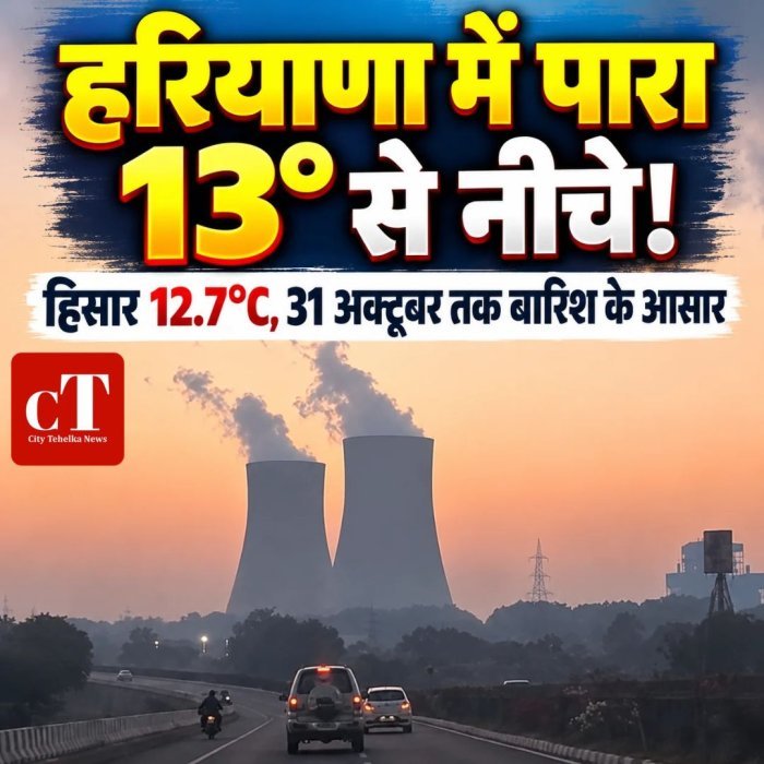 हरियाणा में पारा 13° से नीचे! हिसार 12.7°C, 31 अक्टूबर तक बारिश के आसार