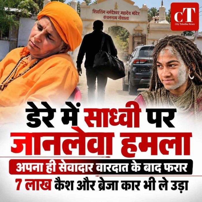 डेरे में साध्वी पर जानलेवा हमला, अपना ही सेवादार वारदात के बाद फरार; 7 लाख कैश और ब्रेजा कार भी ले उड़ा