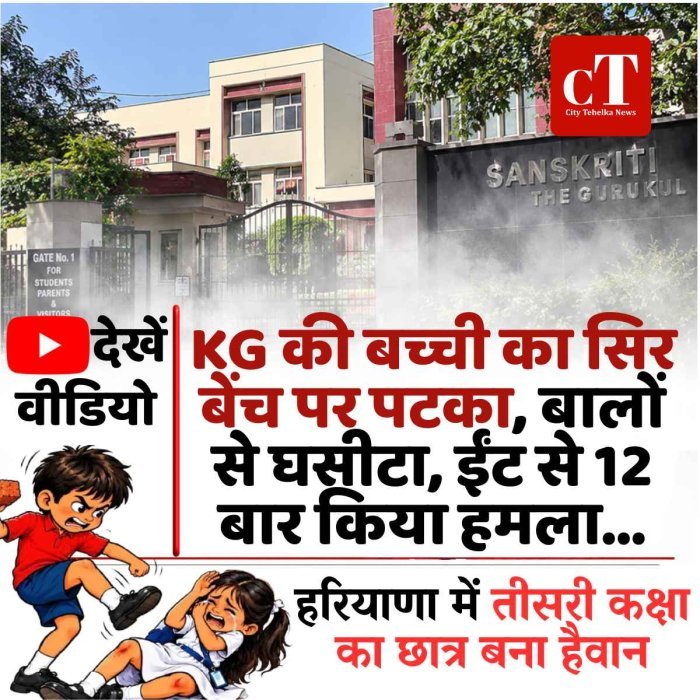 VIDEO: हरियाणा में तीसरी कक्षा का छात्र बना हैवान, KG की बच्ची का सिर बेंच पर पटका, बालों से घसीटा, ईंट से 12 बार किया हमला...